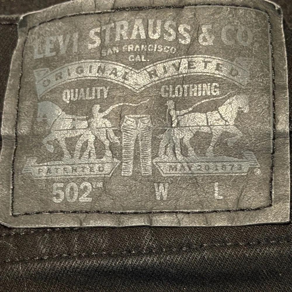 Levis 502 Jeans Mens 40x36 Black‎ Denim Zip Fly Red Tab